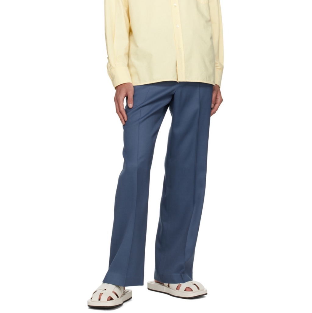 Recto Mens Flare Leg Trousers In Slate Blue